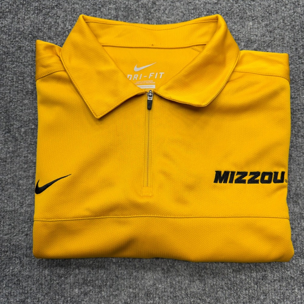 Nike Mizzou Tigers Dri-FIT Quarter Zip Polo Shirt Mens Large Gold 513973-715 NWT - Picture 10 of 10
